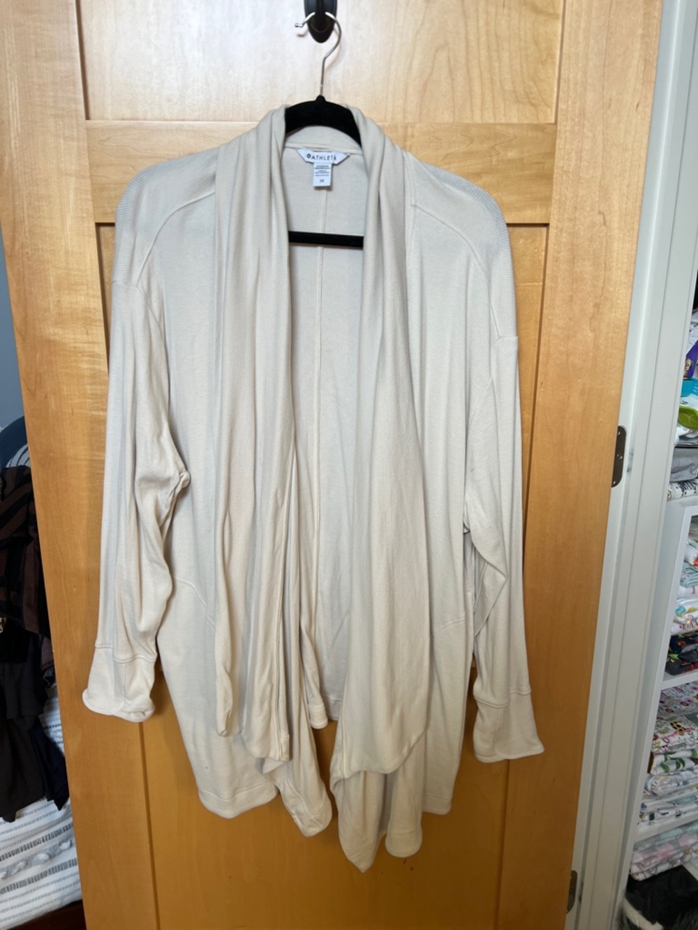 Athleta Neutral Cream Open Drape Cardigan
